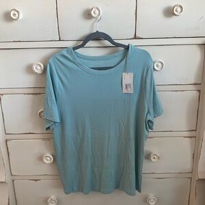NWT a new day Blue Ribbed Short Sleeve Top